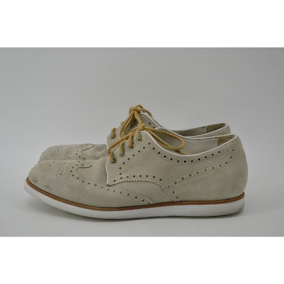 Santoni Wingtip Men's Size 10.5 Oxford Lace Up Preppy Beige - Picture 13 of 16